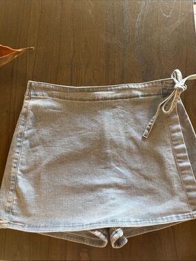 Express Light Blue Wrap Skort with Side Tie